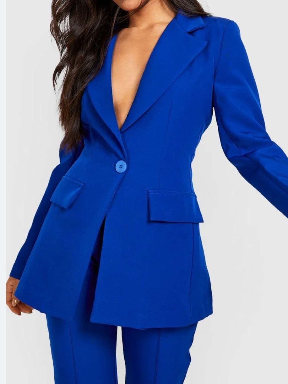 Cobalt Single-Button Notch Lapel Blazer Sz M Women